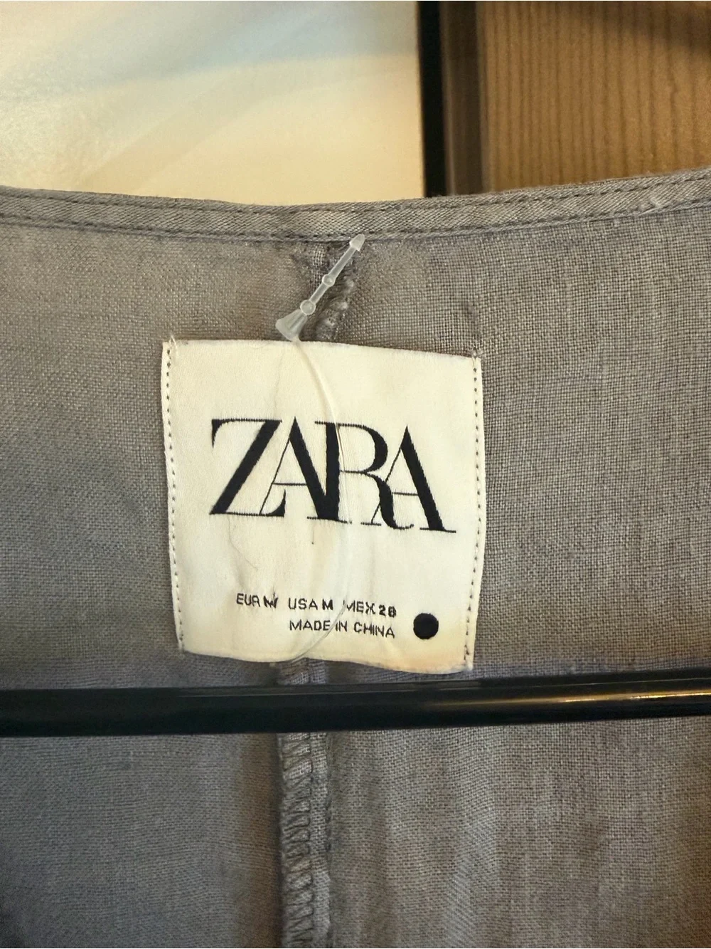 NWOT Zara Women’s 100% Linen Button Front Grey Minimalist Jumpsuit Medium
